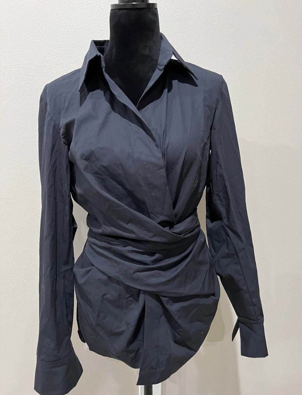 Just Bee Queen Valentina Stretch Poplin Tie-Front Wrap Shirt